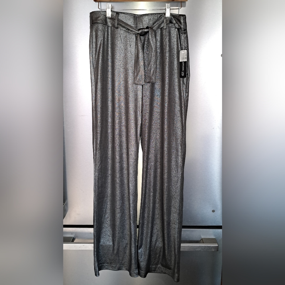 New SOHO Apparel LTD Pull On Tie Front  Stretch Pants Holiday New Years  Medium